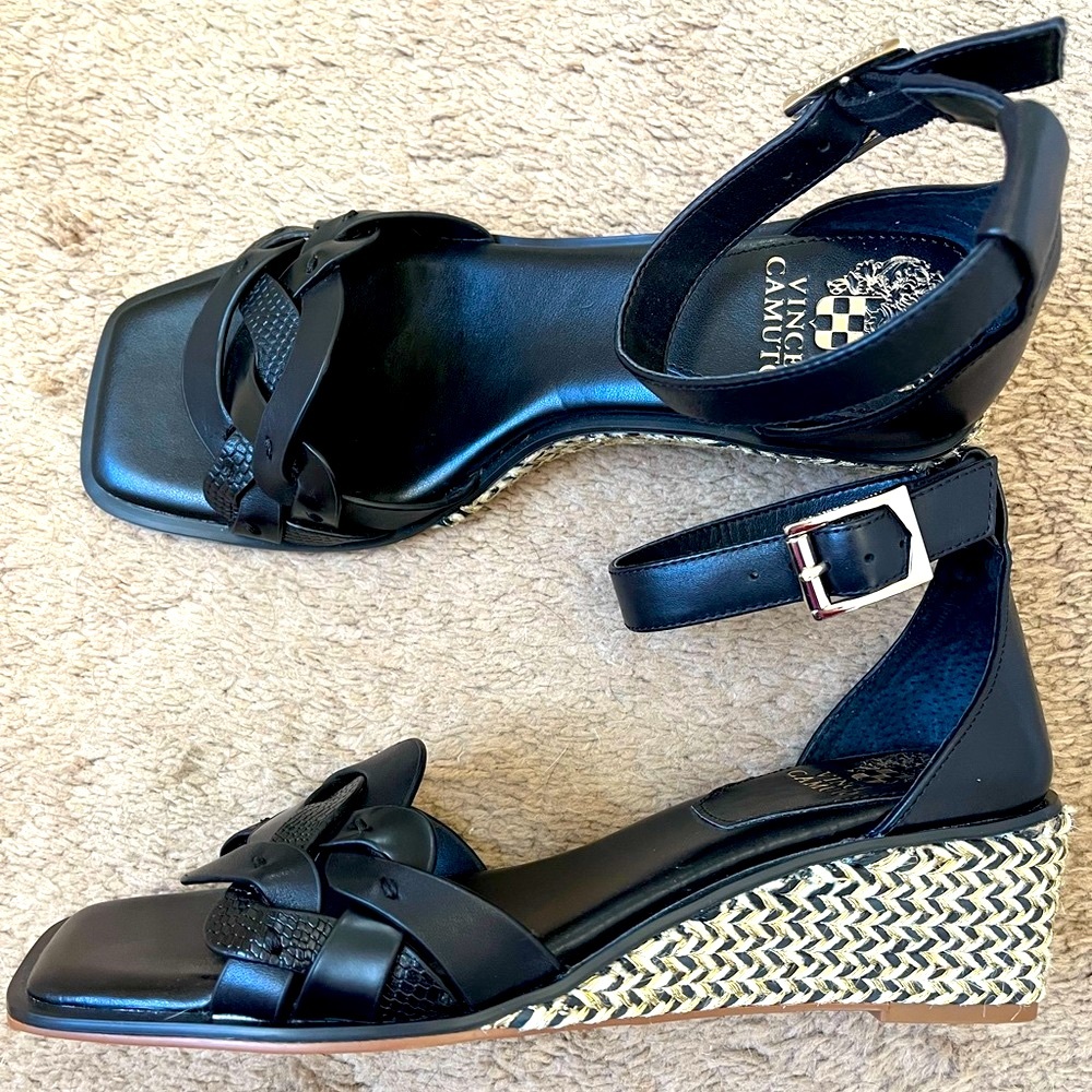 Vince Camuto Baylees Leather Espadrille Wedge Sandal 1.75” Heel